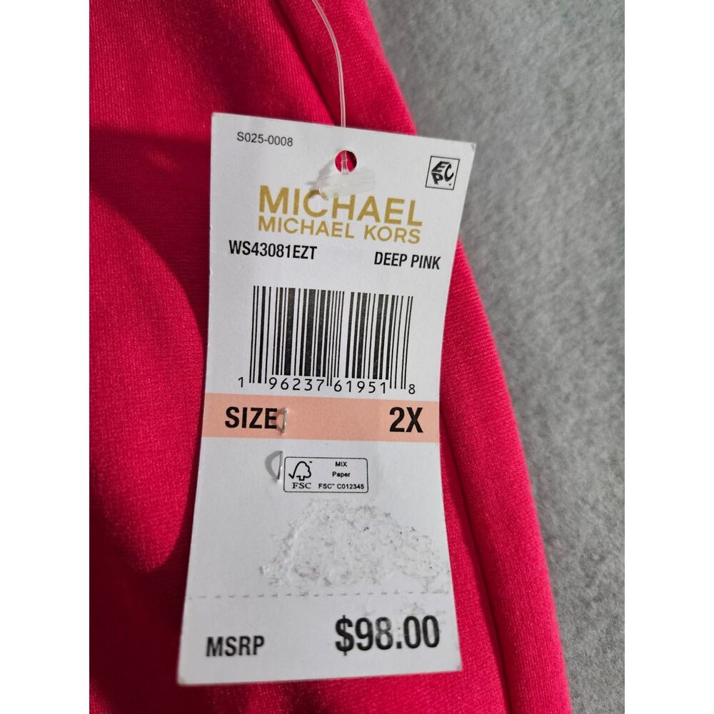 Michael Kors Deep Pink Front Seam Ankle Slit Pull On Pants NWT 2X Plus Size - Picture 4 of 12